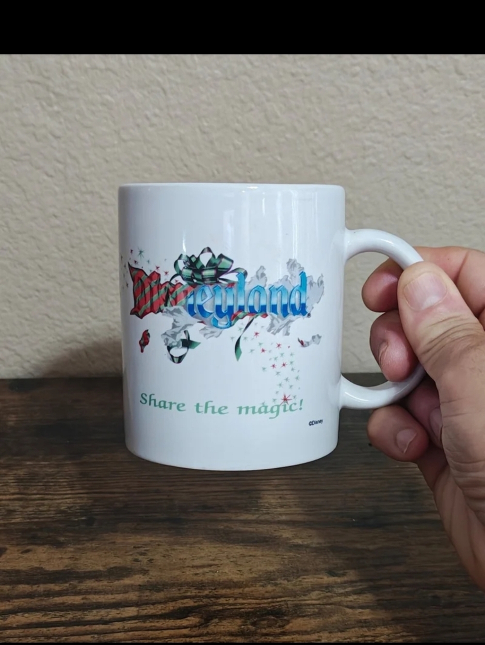 1997 Disneyland "Share The Magic" 11 oz White Ceramic Mug